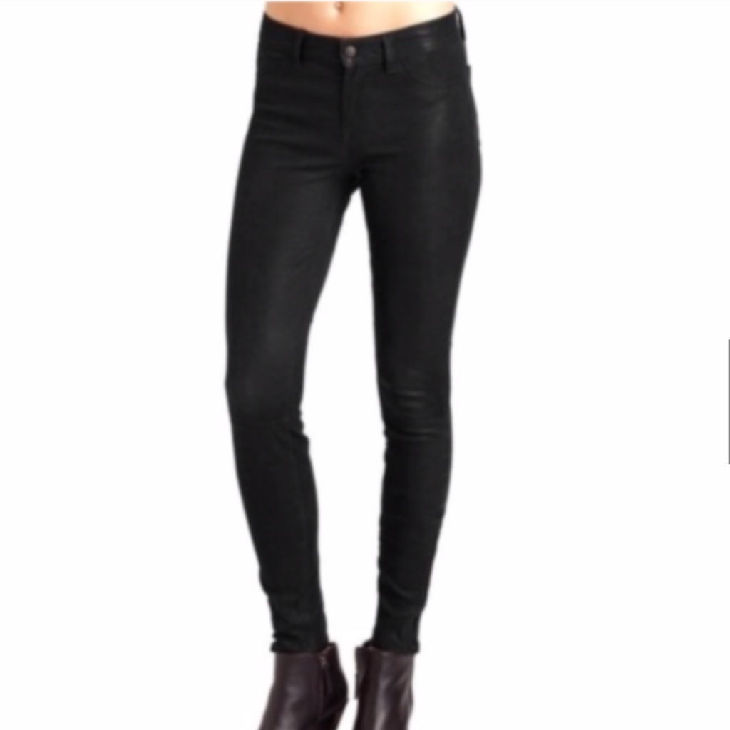 Nwot J Brand Super Skinny 901 Black Coat Steal Coated JeansLeggings 26